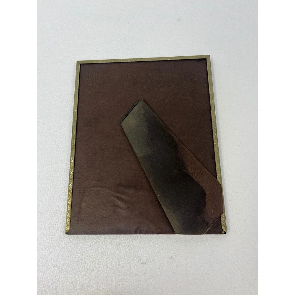 Vintage Brass Gold Scroll Border Picture Frame Easel Back Fits 8x10 Photo Stand